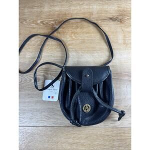 Francois Marot Midnight Blue Black Leather Mini Crossbody Purse NWT